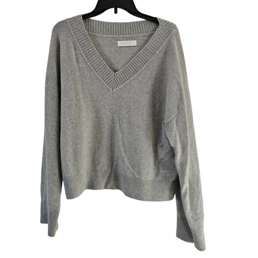 Abercrombie & Fitch Merino Wool Blend Plunge Mint Green Crop Sweater